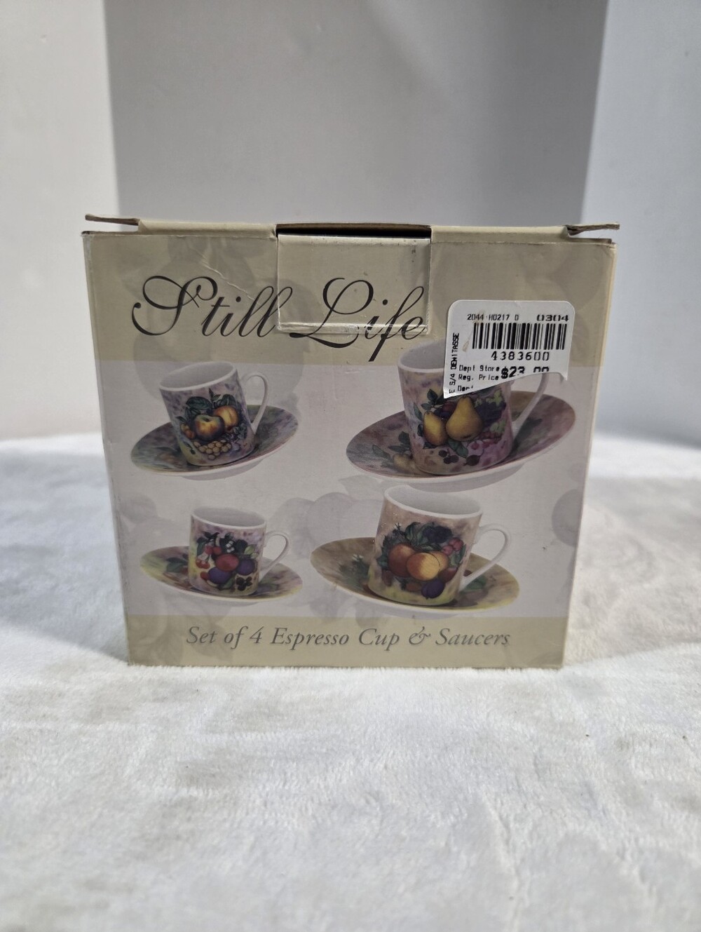 Set of 4 Espresso Cups & Saucers - Multi-Color